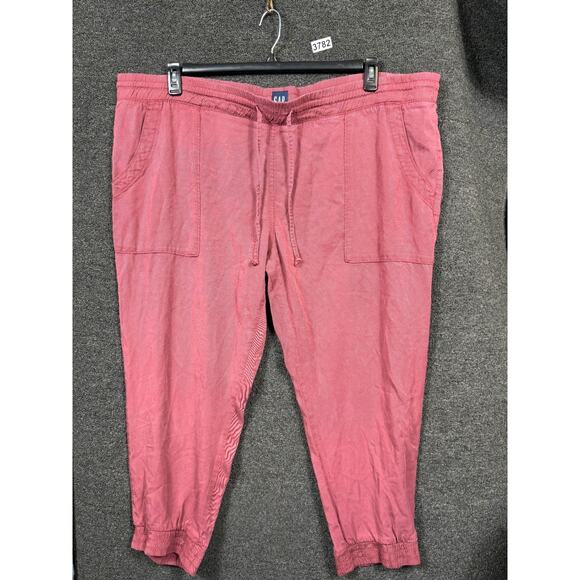 Gap Soft Jogger Pants Women XXL Red Oxblood Elastic Waist Wide Leg Lounge - Picture 1 of 8
